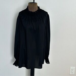 Kobi Halperin Womens Silk Long Sleeve Mock Neck Blouse Black Size XXL